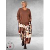 FRENZI Broek Barrel Herfstprint Bruin/Camel/Multi