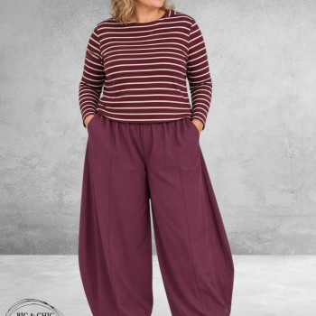FRENZI Broek Barrel Stretch Burgundy