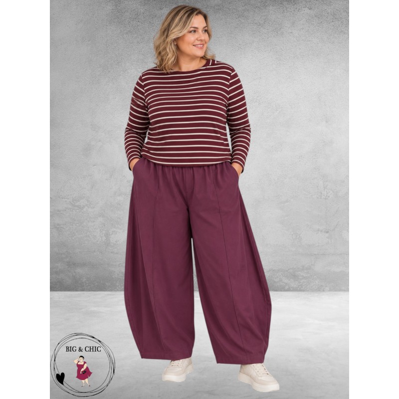 FRENZI Broek Barrel Stretch Burgundy