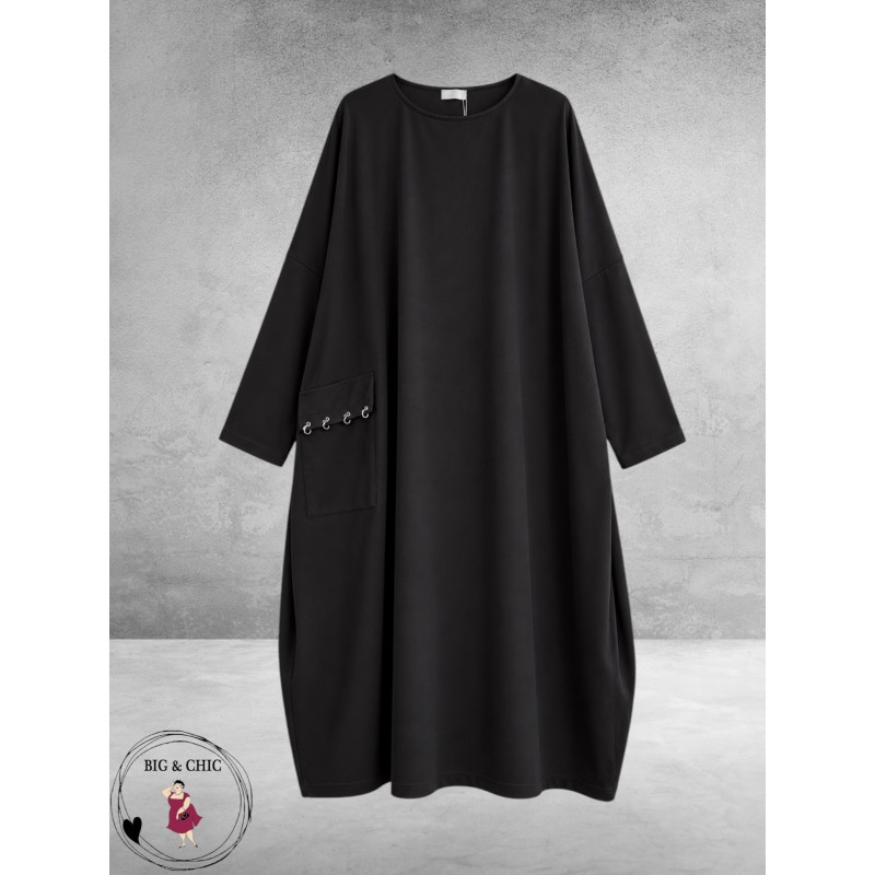 FRENZI Jurk Oversized Stoer En Wijd Zwart