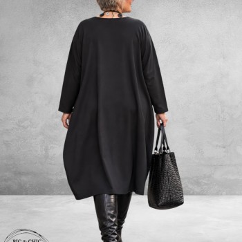 FRENZI Jurk Oversized Stoer En Wijd Zwart