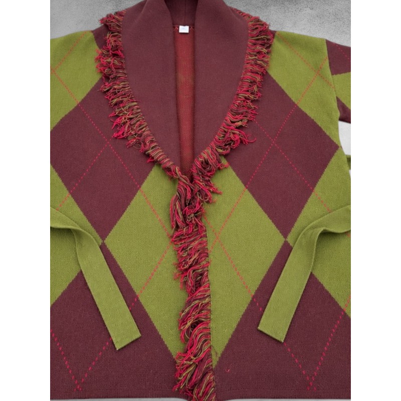 FRENZI Vest Olijf/Bruin/Beere/Ruit