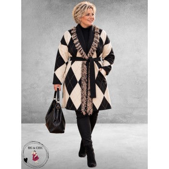 FRENZI Vest Zwart/Creme/Ruit