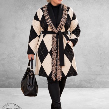 FRENZI Vest Zwart/Creme/Ruit
