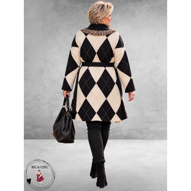 FRENZI Vest Zwart/Creme/Ruit