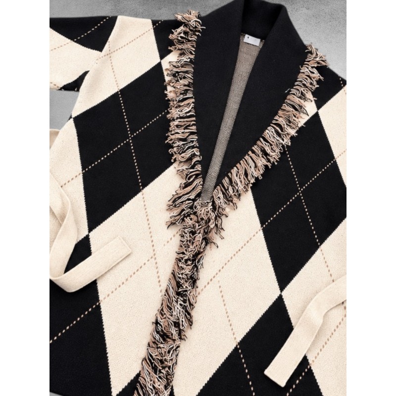 FRENZI Vest Zwart/Creme/Ruit