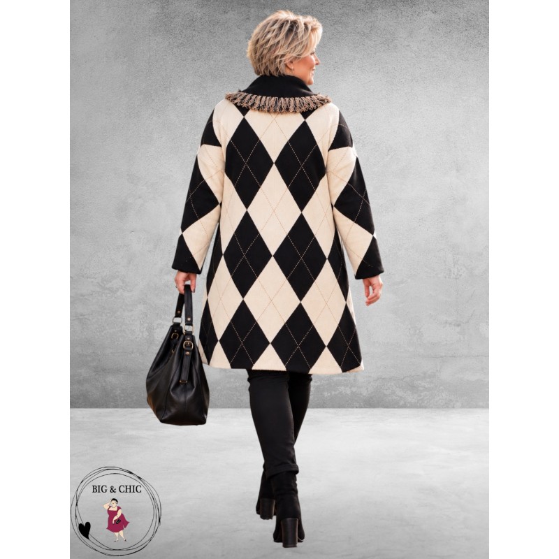 FRENZI Vest Zwart/Creme/Ruit