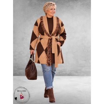 FRENZI Vest Camel/Bruin/Ruit