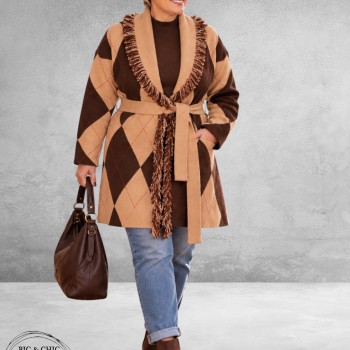 FRENZI Vest Camel/Bruin/Ruit