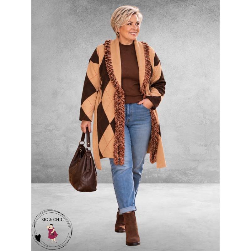 FRENZI Vest Camel/Bruin/Ruit