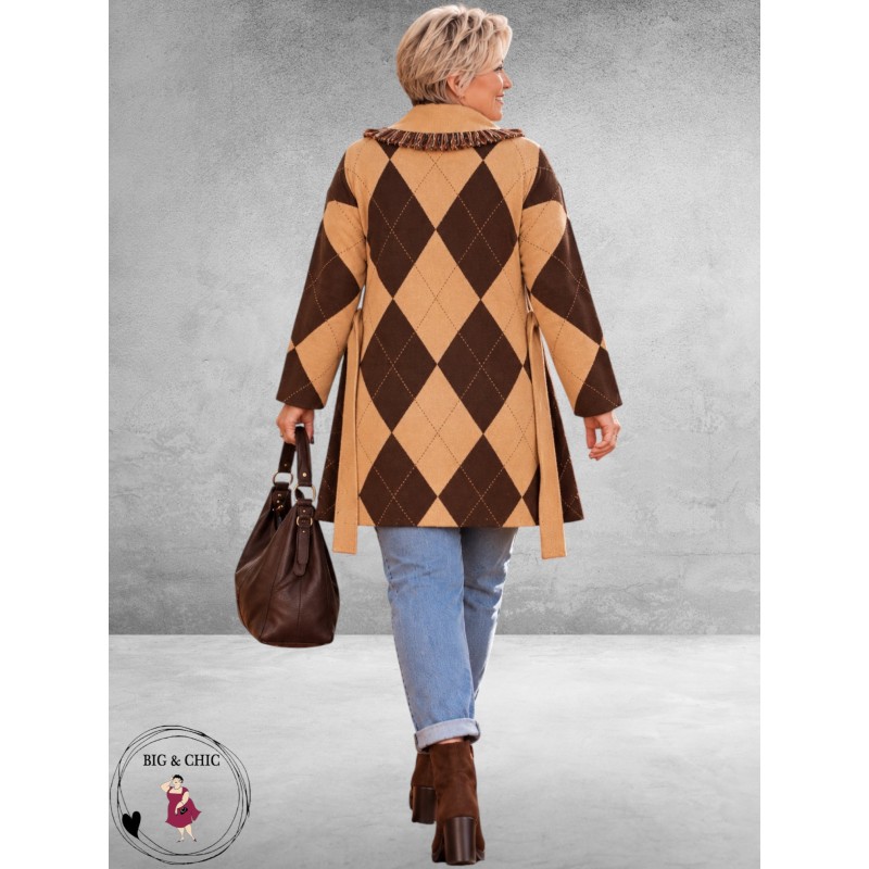 FRENZI Vest Camel/Bruin/Ruit
