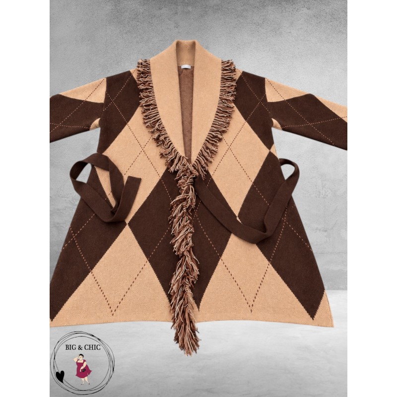 FRENZI Vest Camel/Bruin/Ruit