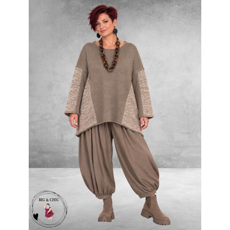 FRENZI Trui Oversize Taupe/Meliert 