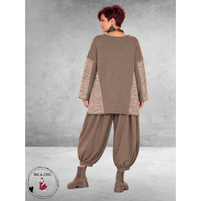 FRENZI Trui Oversize Taupe/Meliert 
