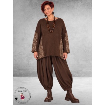 FRENZI Trui Oversize Bruin/Meliert 