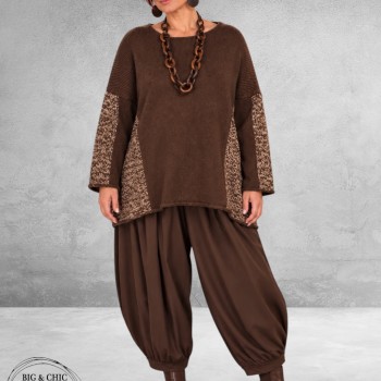 FRENZI Trui Oversize Bruin/Meliert 