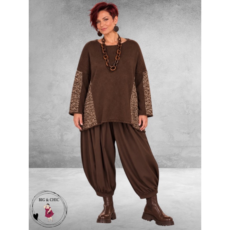 FRENZI Trui Oversize Bruin/Meliert 