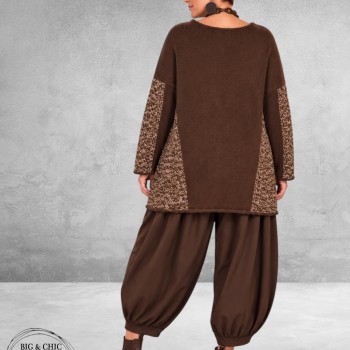 FRENZI Trui Oversize Bruin/Meliert 