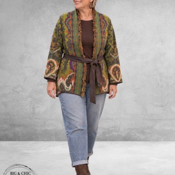 FRENZI Cardigan Groen/Terracotta/Bruin