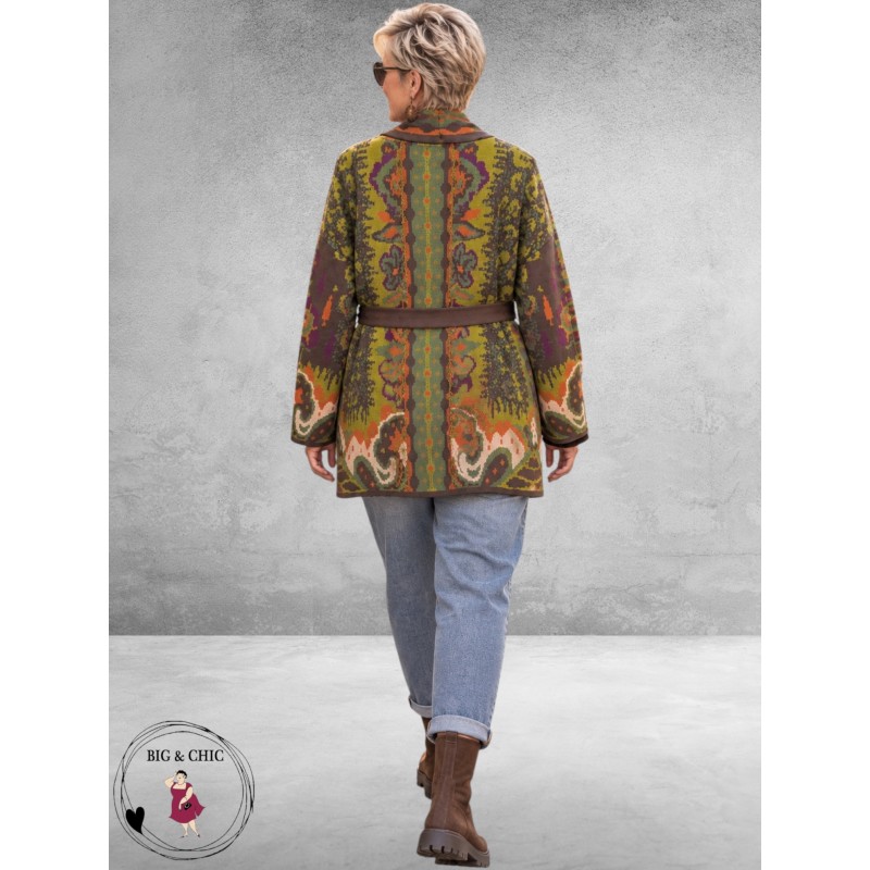 FRENZI Cardigan Groen/Terracotta/Bruin