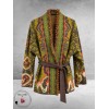 FRENZI Cardigan Groen/Terracotta/Bruin