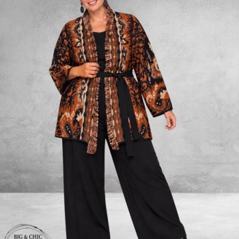 FRENZI Cardigan Terracotta/Bruin/Zwart