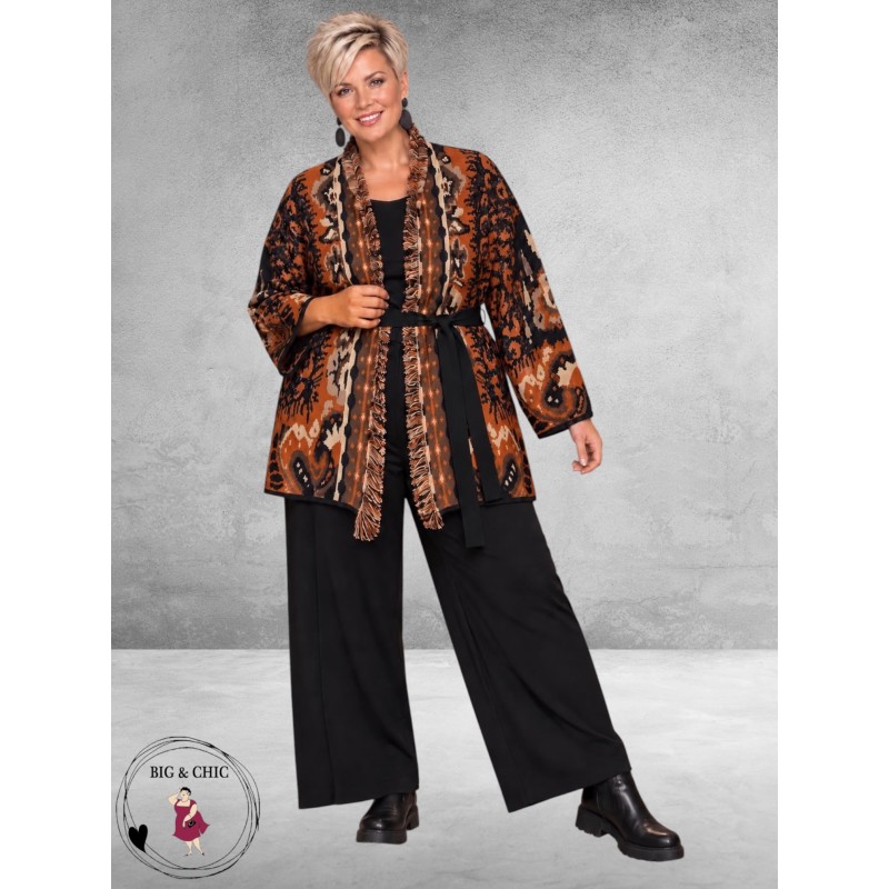 FRENZI Cardigan Terracotta/Bruin/Zwart
