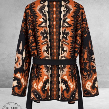 FRENZI Cardigan Terracotta/Bruin/Zwart