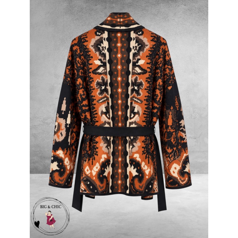 FRENZI Cardigan Terracotta/Bruin/Zwart
