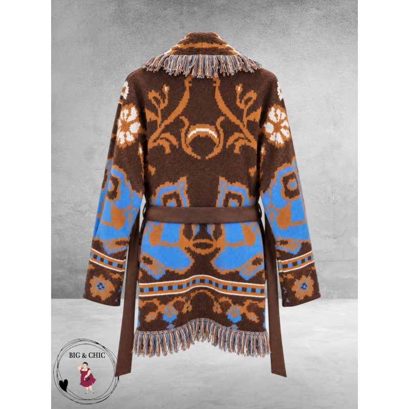 FRENZI Cardigan Bruin/Camel/Blauw
