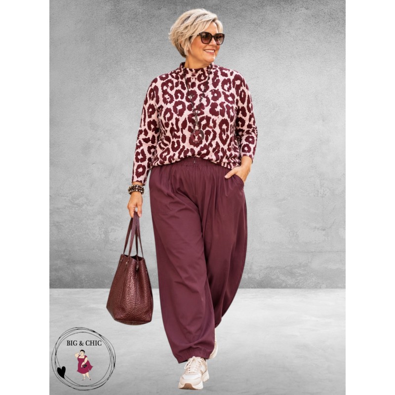 FRENZI Baggy Broek Stretchy Bordeaux