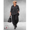 FRENZI Blouse Zwart/Wit Raff Detail