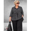 FRENZI Blouse Zwart/Wit Raff Detail