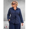 FRENZI Blouse Blauw/Wit Raff Detail