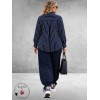 FRENZI Blouse Blauw/Wit Raff Detail