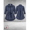 FRENZI Blouse Blauw/Wit Raff Detail