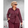 FRENZI Blouse Bordeuax/Wit Raff Detail