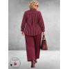 FRENZI Blouse Bordeuax/Wit Raff Detail