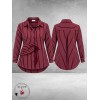 FRENZI Blouse Bordeuax/Wit Raff Detail