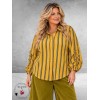 FRENZI Blouse Mouwdetail Oker/Bruin/Petrol
