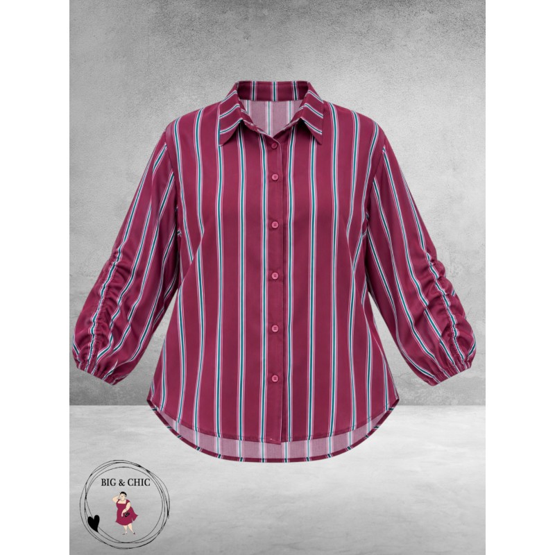FRENZI Blouse Mouwdetail Beere/Groen/Fuchsia