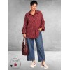 FRENZI Blouse Flanel Ruit Bordeaux