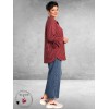 FRENZI Blouse Flanel Ruit Bordeaux