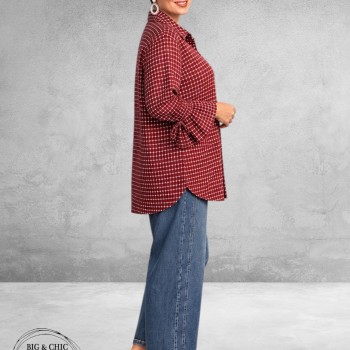 FRENZI Blouse Flanel Ruit Bordeaux