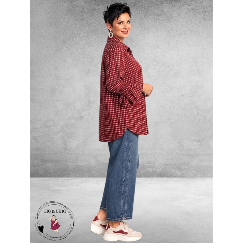 FRENZI Blouse Flanel Ruit Bordeaux