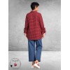 FRENZI Blouse Flanel Ruit Bordeaux