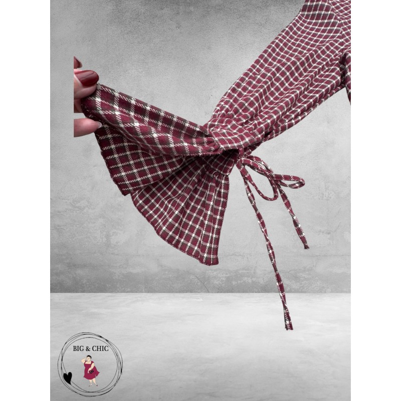 FRENZI Blouse Flanel Ruit Bordeaux