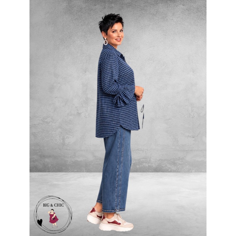 FRENZI Blouse Flanel Ruit Bruin/Blauw