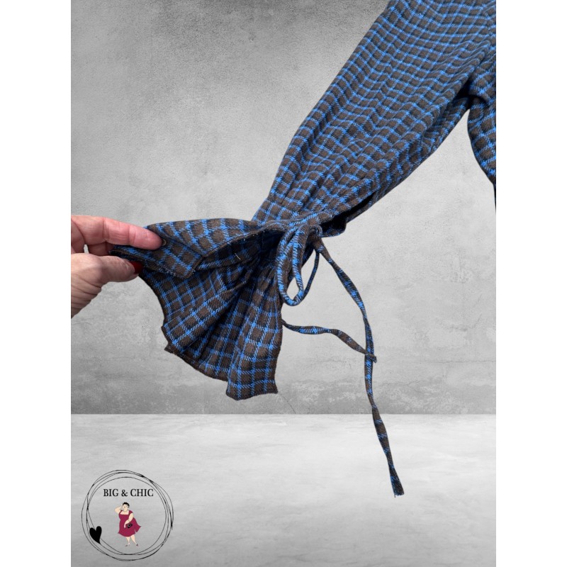 FRENZI Blouse Flanel Ruit Bruin/Blauw