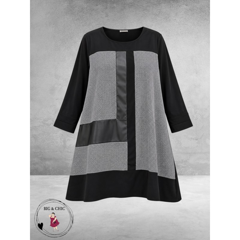 FRENZI Tuniek Zwart/Grijs Leerlook Details